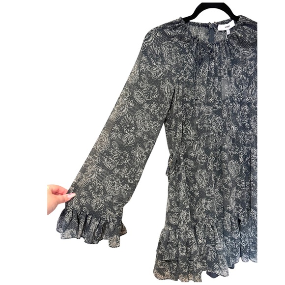 Likely Hanner Print Drawstring Waist Long Sleeve Dress in Charcoal (00) - Picture 7 of 13